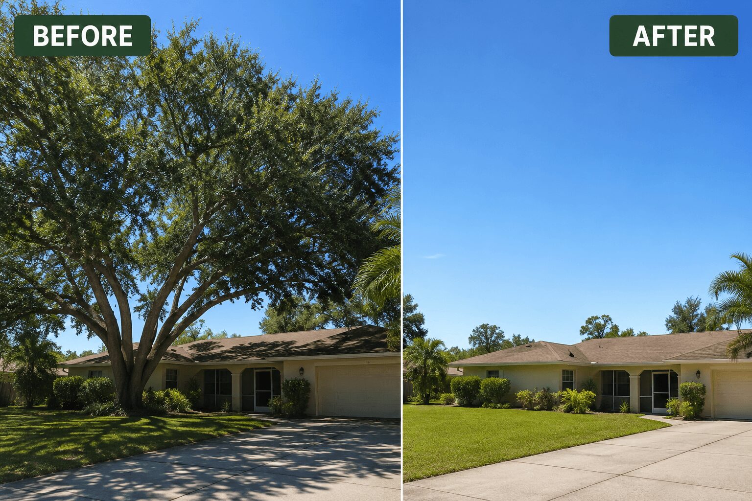 Before and after tree service daytona beach